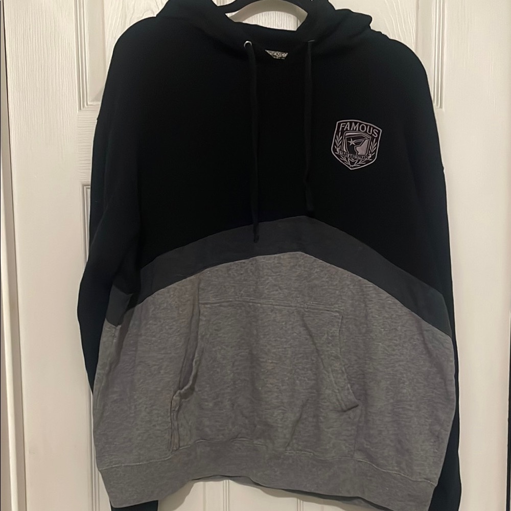 FAMOUS STARS AND STRAPS Vintage Men’s Color block Black and Gray Hoodie XL